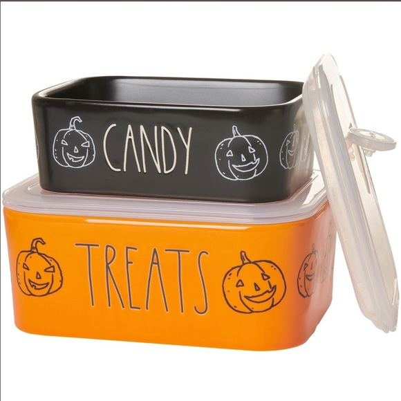 Rae Dunn Other - 🎃NWT Rae Dunn RARE “Candy” & “Treats” Storage Container Set Halloween